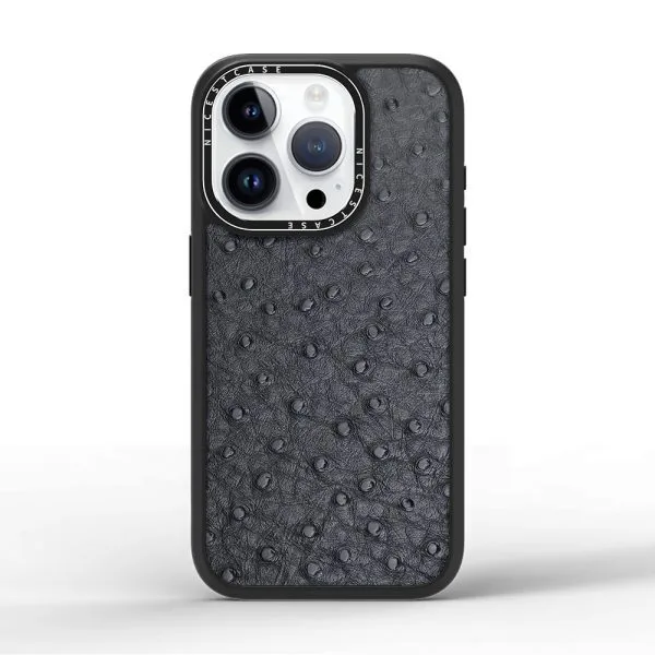 aikusu 3M 抗衝擊鴕鳥皮 PU 皮革手機殼 TPU PC 手機套適用於 iPhone 16 15 14 13 Pro Max 1