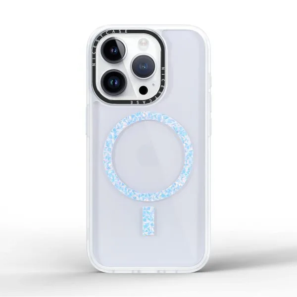 aikusu 3 メートル耐衝撃カスタムクリアブランク卸売シルバーグリッター磁気リングエポキシ TPU 電話ケース iPhone 16 15 14 13 プロマックスケース 1