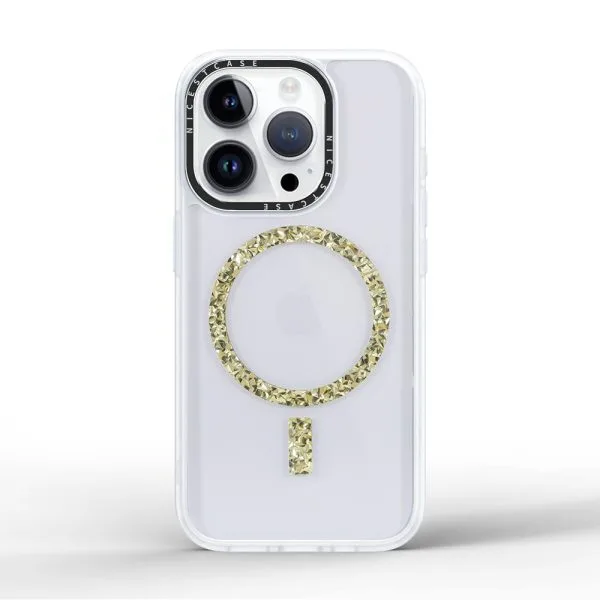 aikusu 3M Anti-impact personnalisé clair blanc en gros or paillettes anneau magnétique époxy TPU coque de téléphone pour iPhone 16 15 14 13 Pro Max Case 1