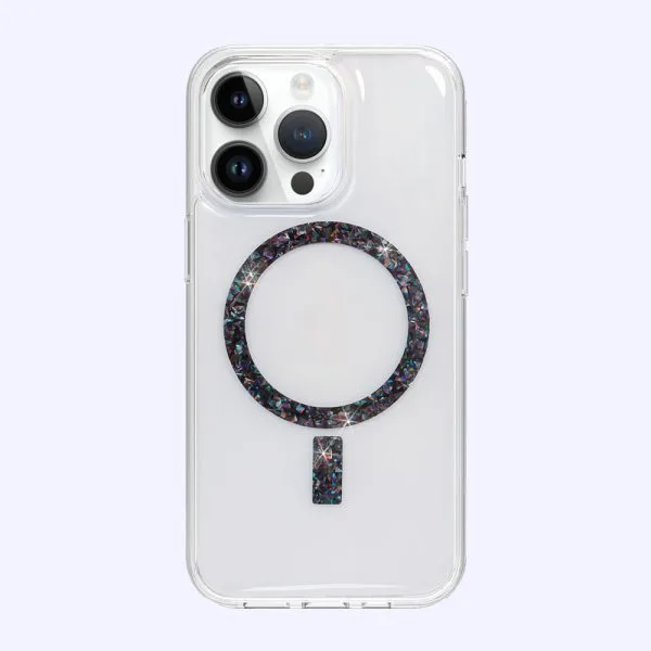 1.5m 충격 방지 TPU PC iPhone 16 15 14 13 12 Pro Max 용 투명 반짝이 자기 링 전화 케이스 1