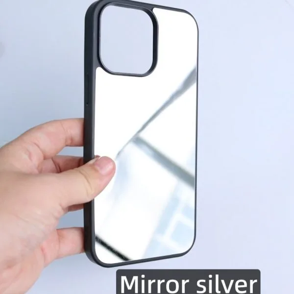 Custodia per telefono stampabile in TPU con specchio elettrolitico argento antiurto da 1,5 m per iPhone 16 15 14 13 Pro Max 1