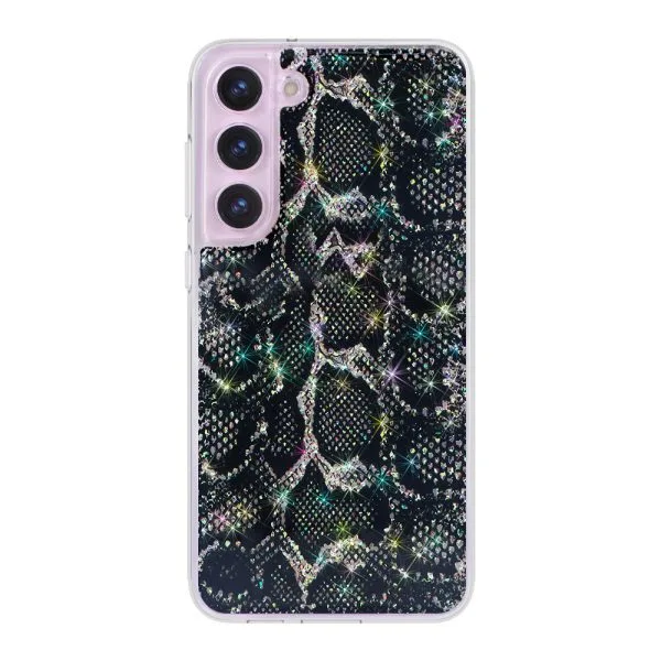 Custodia per telefono con glitter in pelle di serpente con stampa UV personalizzata da 1,5 m per Samsung S22 S22Plus S23 S23Plus S24 S24Plus 1