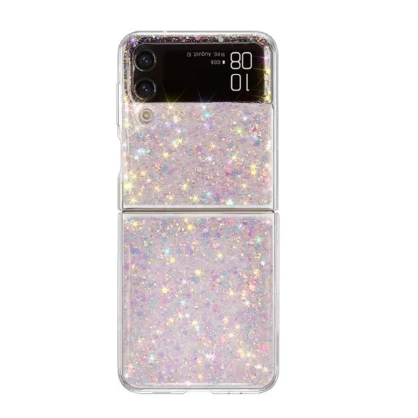 Custodia per telefono con glitter personalizzata in resina epossidica antiurto da 1,5 m per Samsung Z-Flip4 1