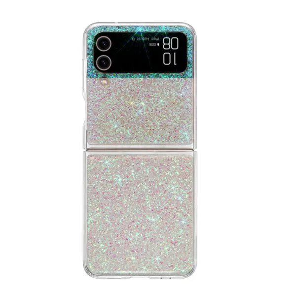 Custodia per telefono con glitter personalizzato in resina epossidica con protezione anticaduta da 1,5 m per Samsung Z-Flip4 1