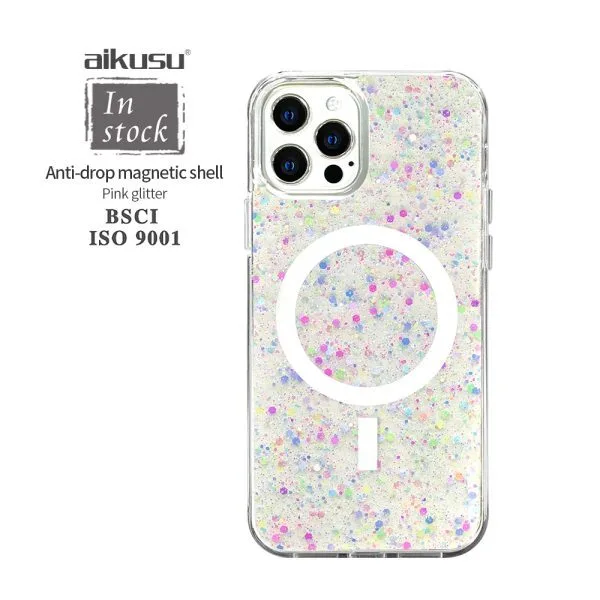1.5m  Anti-impact TPU PC Holographic Glitter Magnetic Phone Cases For iPhone 16 15 14 13 12 Pro Max1 1