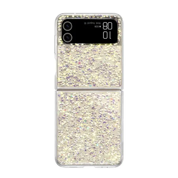 1,5-метровый противоударный чехол из эпоксидной смолы с блестками на заказ для телефона Samsung Z-Flip4 1