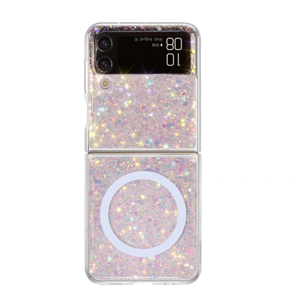 Противоударный эпоксидный чехол из противоударной смолы, 1,5 м, блестящий магнитный чехол для телефона Samsung Z-Flip4 1