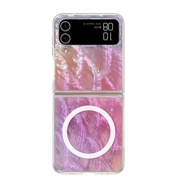 حافظة هاتف مغناطيسية مقاومة للصدمات من الراتنج الإيبوكسي بطول 1.5 متر من أم اللؤلؤ لهاتف Samsung Z-Flip4 1