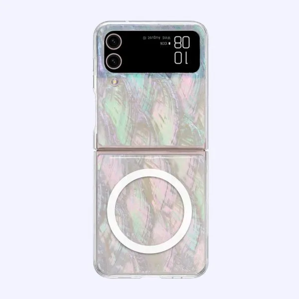 Custodia magnetica per telefono epossidica in resina madreperla personalizzata con protezione contro le cadute da 1,5 m per Samsung Z-Flip4 1