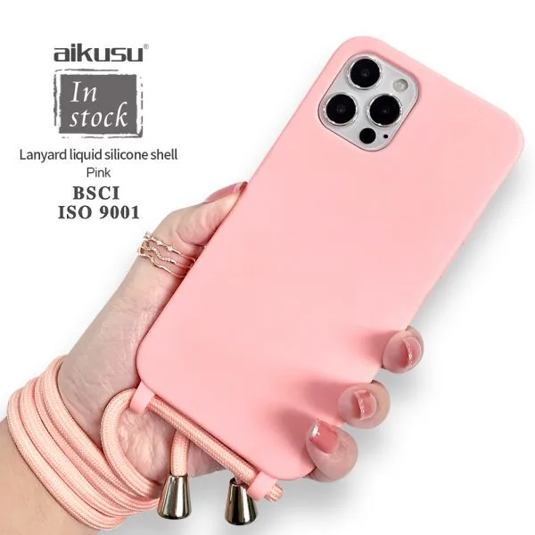 1.5m  Anti-impact Silicone Phone Case TPU PC Pink Lanyard Phone Cases For iPhone 16 15 14 13 12 Pro Max 1
