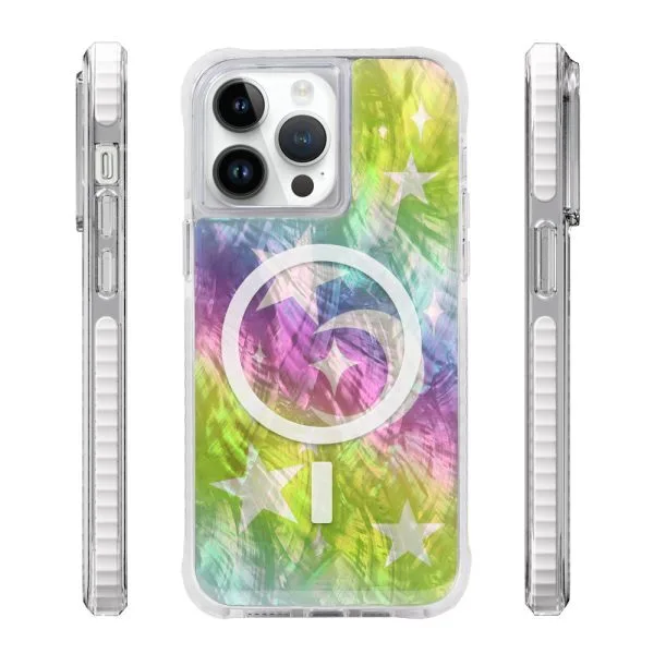 aikusu 5M Antiurto TPU PC TPE Madre Naturale Di Perla Resina Epossidica Magnetica Custodie Del Telefono Per il iPhone 16 15 14 13 12 Pro Max 1