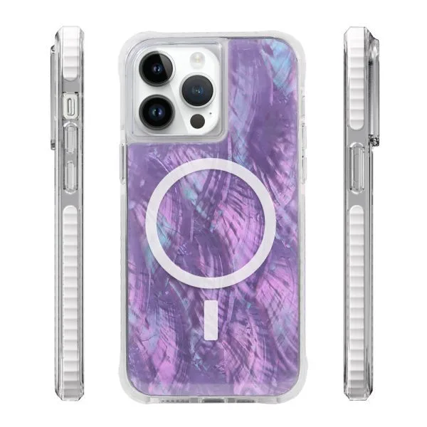 aikusu 5M Antichoc TPU PC TPE Nacre Naturelle Violet Résine Magnétique Époxy Étuis de Téléphone Pour iPhone 16 15 14 13 12 Pro Max 1