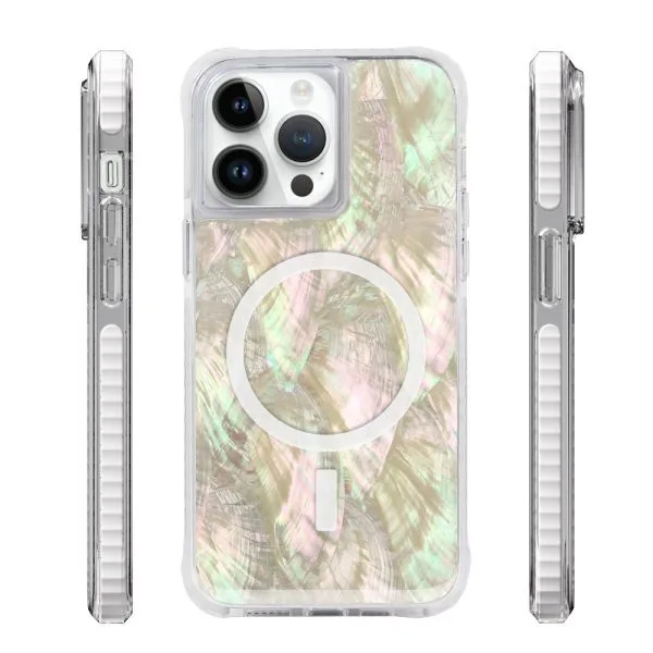 aikusu 5M 防震 TPU PC TPE 天然珍珠母樹脂環氧樹脂磁性手機殼適用於 iPhone 16 15 14 13 12 Pro Max 1
