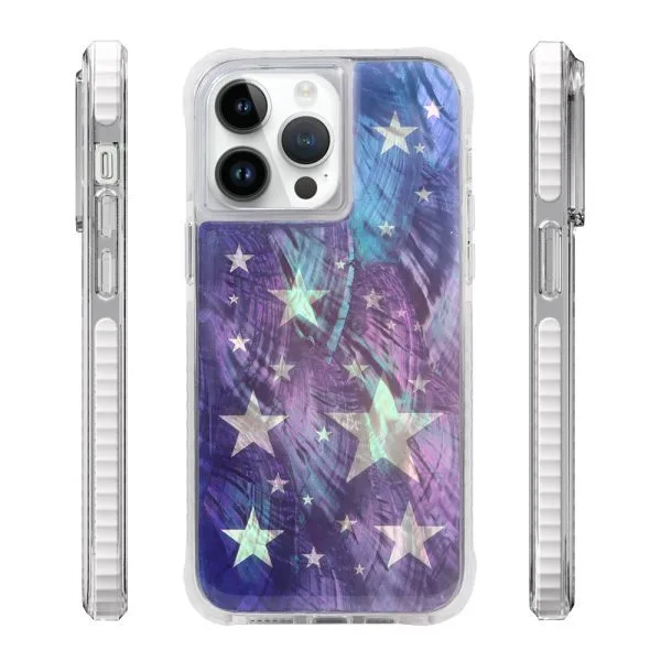 aikusu 5M 防震 TPU PC TPE 天然珍珠母紫星樹脂環氧樹脂手機殼適用於 iPhone 16 15 14 13 12 Pro Max 1