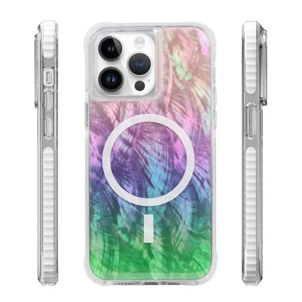 aikusu 5M 抗衝擊 TPU PC TPE 天然珍珠母樹脂環氧樹脂磁性手機殼適用於 iPhone 16 15 14 13 12 Pro Max 1