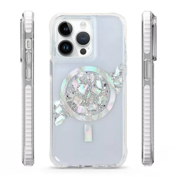aikusu 5M 抗衝擊 TPU PC TPE 天然珍珠母磁環手機殼適用於 iPhone 16 15 14 13 12 Pro Max 1