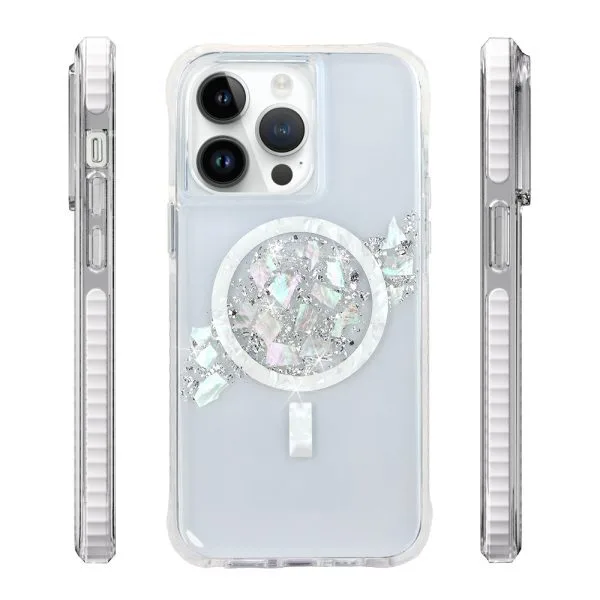 aikusu 5M Anti-impact TPU PC TPE Imitation Natural Mother Of Pearl Magnetic Ring Phone Cases For iPhone 16 15 14 13 12 Pro Max 1