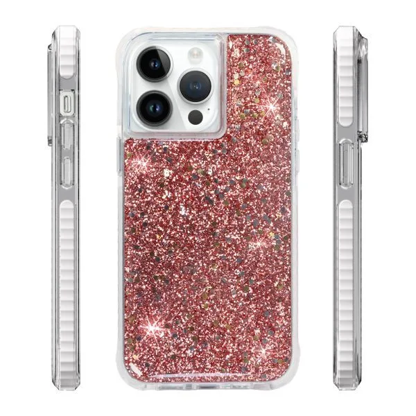 aikusu 5M Custodie per telefoni in resina epossidica antiurto TPU PC TPE Glitter per iPhone 16 15 14 13 12 Pro Max 1