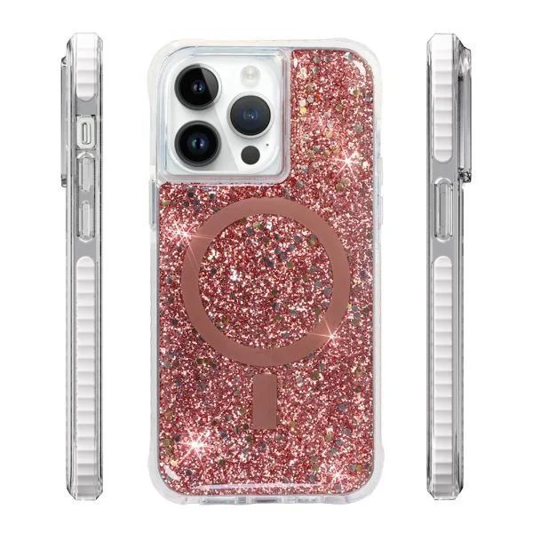 aikusu 5M Antiurto TPU PC TPE Glitter Resina Epossidica Custodie per telefoni magnetici per iPhone 16 15 14 13 12 Pro Max 1
