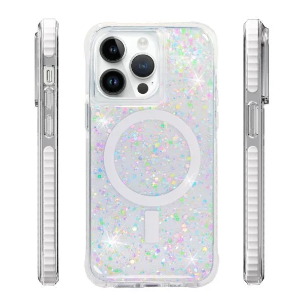 aikusu 5M Anti-impact TPU PC TPE Glitter Resin Epoxy Magnetic Phone Cases For iPhone 16 15 14 13 12 Pro Max 1