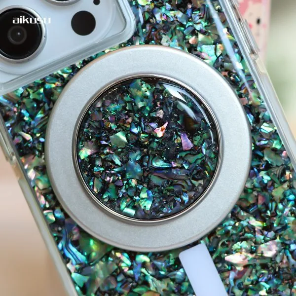 aikusu Wholesale Phone Grip 360 Degree Rotation Magnetic Mobile Phone Holder Pearl Magnet Phone Grip Socket For iPhone 16 15 14 13 12 1