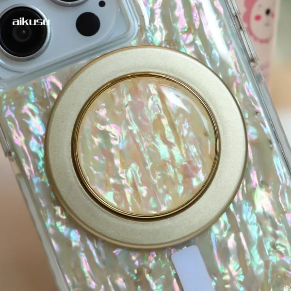 aikusu مخصص ماسِك للجوّال المغناطيسي 360 درجة دوران حامل الهاتف المحمول اللؤلؤ المغناطيسي البوب ​​قبضة الهاتف آيفون 16 15 14 13 12 1