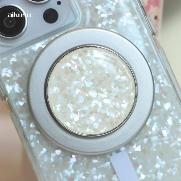 aikusu индивидуальный Blingbling магнитный держатель для телефона, вращение на 360 градусов, складная жемчужная магнитная ручка для телефона для Iphone 16 15 14 13 12 1