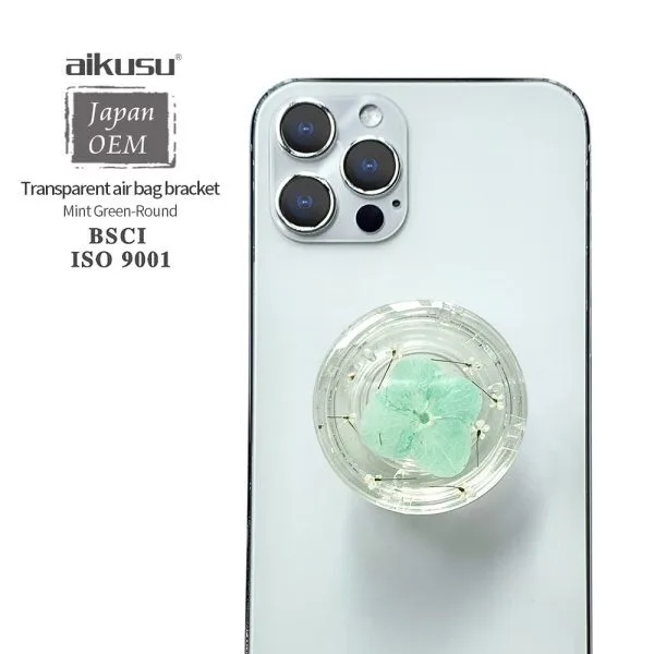 aikusu Design 360 دوران دوراني على شكل زهرة مجففة واضحة للهاتف المحمول قبضة بوب لجميع الهواتف المحمولة1 1