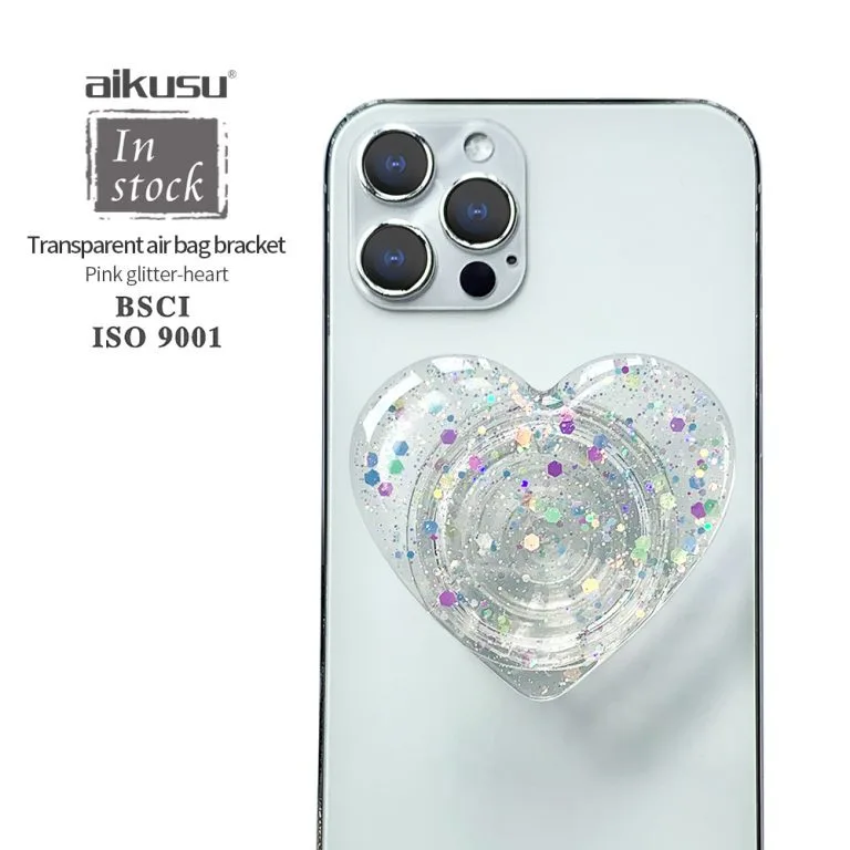 aikusu Design 360 Rotational Cordate Colorato Glitter Phone Pop Grip per tutte le custodie per telefoni cellulari 1