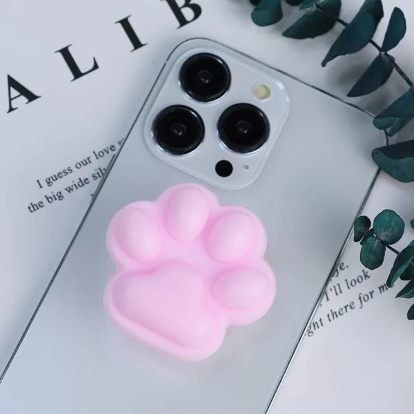 aikusu Custom 360 Rotational Resin Epoxy Cat Claw Stand Pink Clear Phone Pop Grip For All Mobile Phone 1