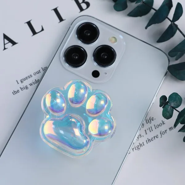 aikusu Custom 360 Rotational Resin Epoxy Cat Claw Stand Holographic Clear Phone Pop Grip per tutti i telefoni cellulari 1