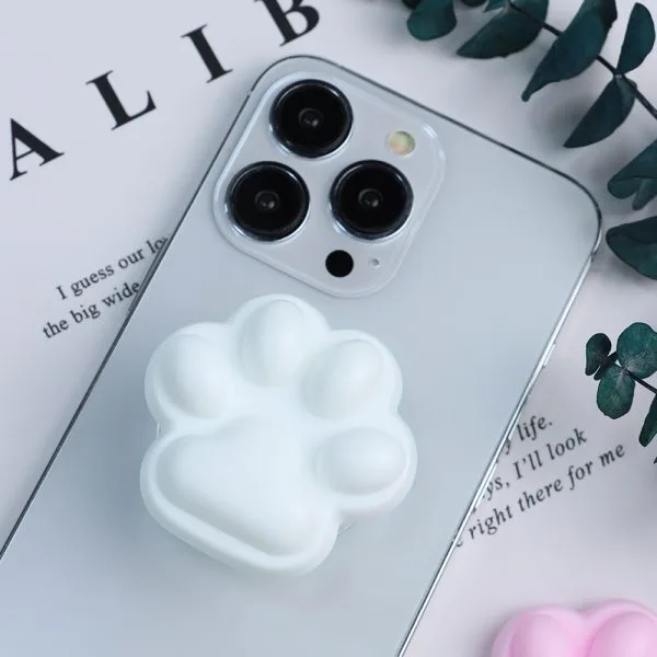 aikusu مخصص 360 التناوب الراتنج الايبوكسي القط مخلب حامل الهاتف الأبيض البوب ​​قبضة لجميع الهواتف المحمولة 1