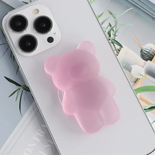 aikusu Custom 360 Rotational Resin Epoxy Bear Stand Rosa opaco Trasparente Phone Pop Grip per tutti i telefoni cellulari 1