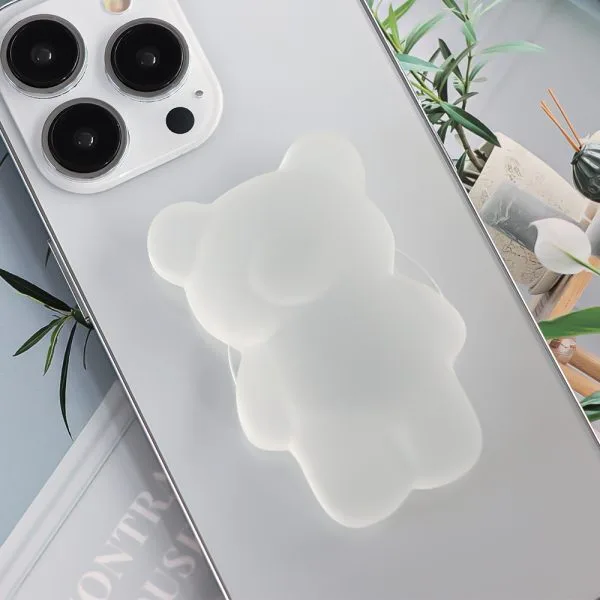 aikusu Custom 360 Rotational Resin Epoxy Bear Stand Matte Clear Phone Pop Grip per tutti i telefoni cellulari 1