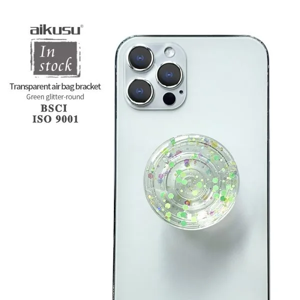 aikusu 客製化 360 度旋轉透明閃光手機流行握把適合所有手機 1