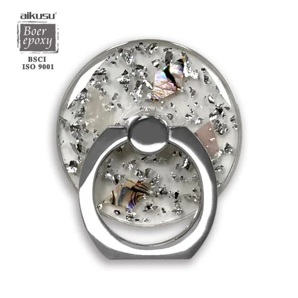 aikusu изготовленное на заказ металлическое кольцо из эпоксидной смолы, серебряный блестящий акриловый держатель для телефона для всех мобильных телефонов 1