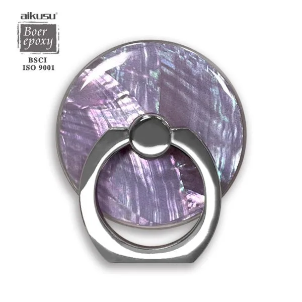 aikusu مخصص الراتنج الايبوكسي حلقة معدنية الأرجواني أم اللؤلؤ قذيفة حامل هاتف الاكريليك لجميع الهواتف المحمولة 1