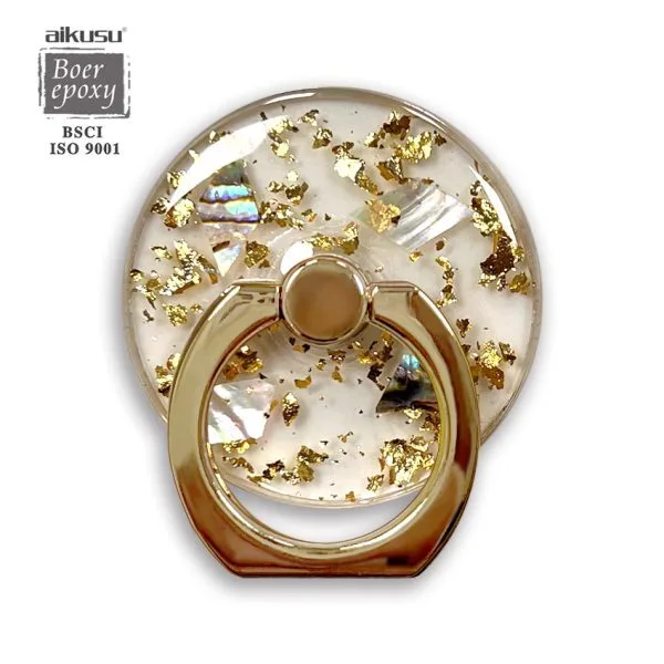 aikusu Supporto per telefono in acrilico con glitter dorato con resina epossidica personalizzata per tutti i telefoni cellulari 1