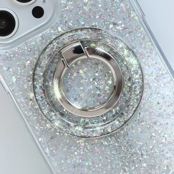 aikusu impugnature magnetiche per telefono in metallo supporto con fibbia pieghevole supporto per impugnatura per telefono con anello glitterato personalizzato per iPhone 1