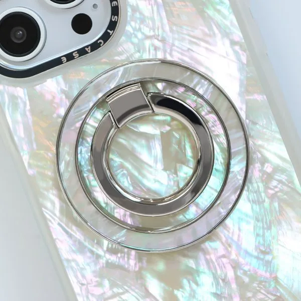 aikusu Custom Magnetic Phone Grip Resin Ring Stand 360 Degree Rotation Foldable Pearl Magnet Phone Grip Ring Holder 1