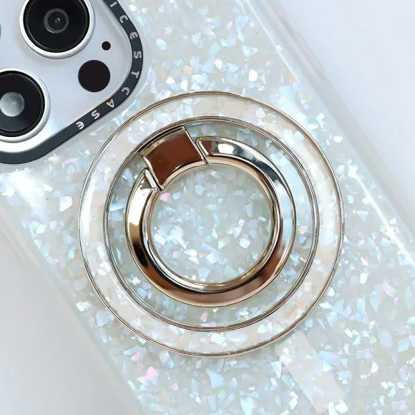 aikusu Soporte magnético personalizado para teléfono móvil Soporte de anillo de agarre para teléfono con imán de perlas de rotación de 360 ​​​​grados para iPhone 16 15 14 13 12 11 Series 1