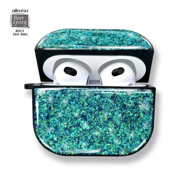 aikusu Design luxe fille Bling étoile paillettes résine époxy étui pour écouteurs pour Airpod 1