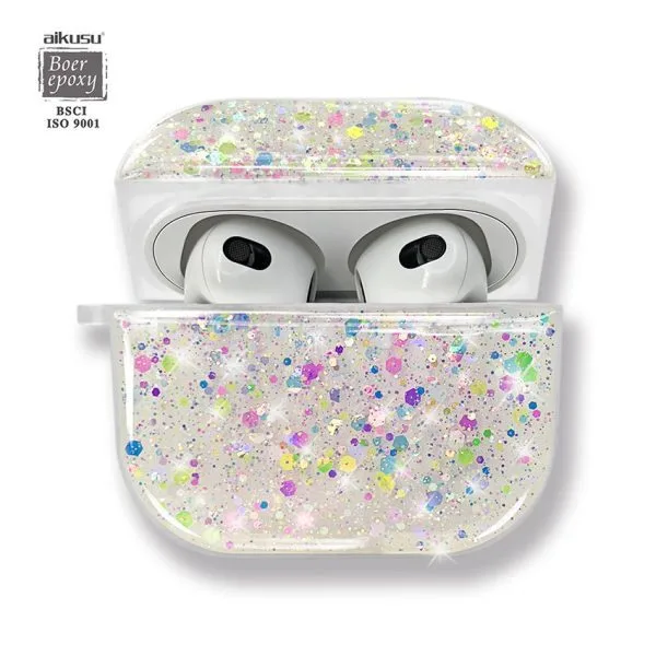aikusu Custodia per telefono con glitter stella di lusso personalizzata per ragazza di lusso per Airpod 1