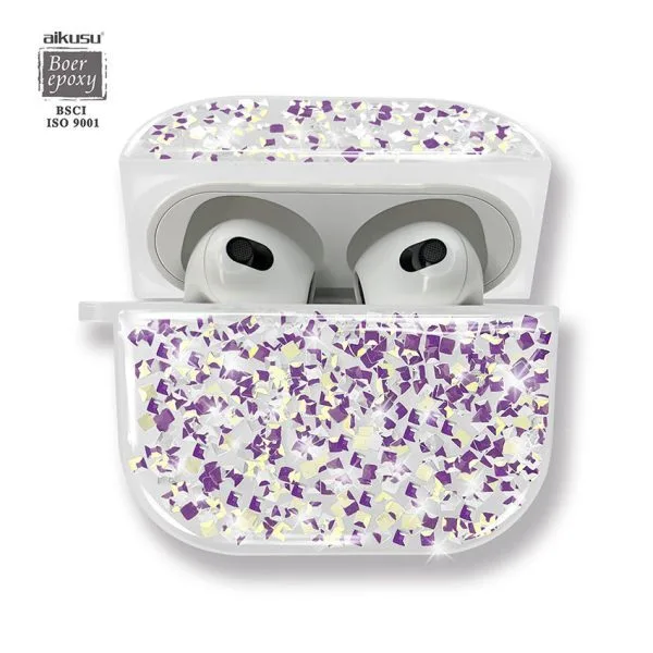 aikusu Étui pour écouteurs de luxe personnalisé Girly Cool Bling Glitter pour Airpod 1