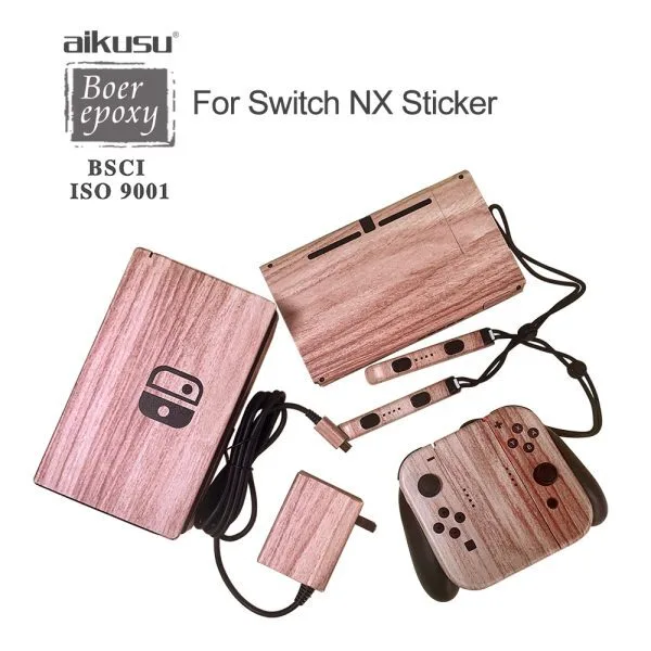 aikusu Esca personalizzata con copertura della decalcomania dell'autoadesivo della cura della pelle dell'involucro di stile del legno del vinile trasparente del serpente 3M per Nintendo Switch 1