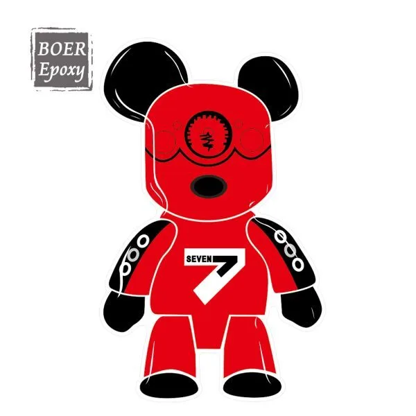 aikusu Etichetta epossidica in resina personalizzata con orso rosso per custodia per telefono, frigorifero, computer portatile, ecc 1