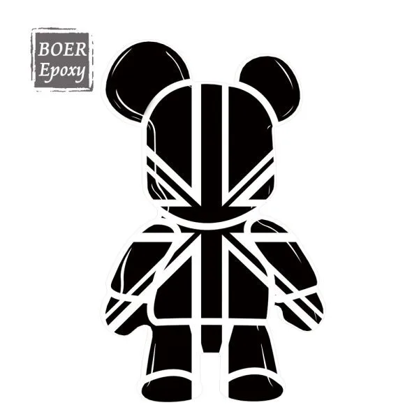 aikusu Custom Black Bear Resin Epoxy Label For Phone Case Refrigerator Laptop Computer 1