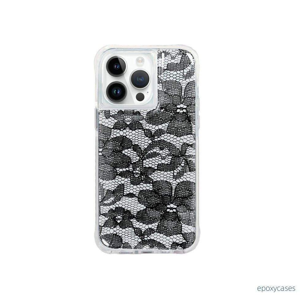 aikusu 5M anti-choc bonne protection véritable tissu noir dentelle personnalisable étui de téléphone portable pour iPhone 16 pro max-1726813892889514 1