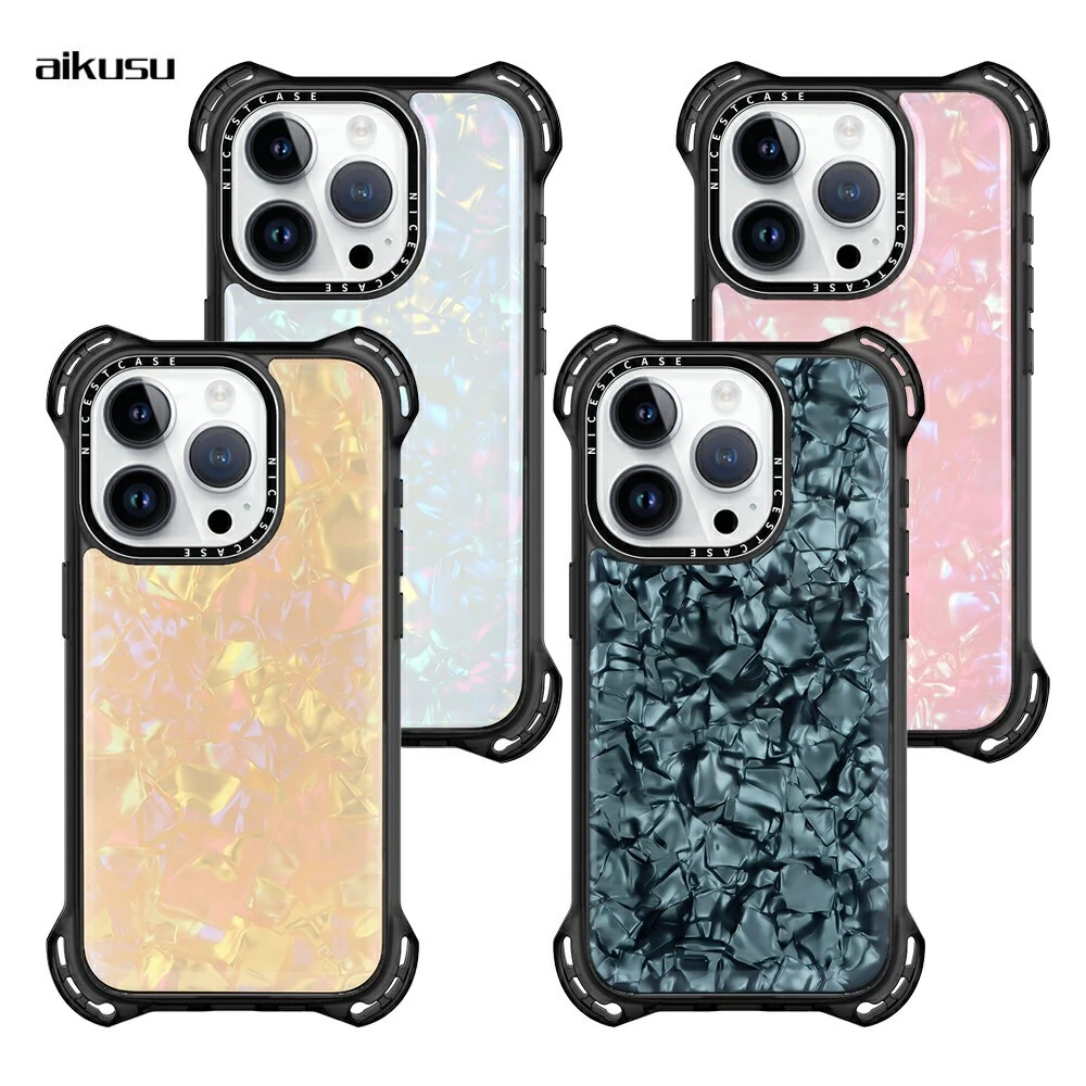 7.5M anti shock ultra shockproof custom designer shining opal shell mobile phone case for iPhone 16 pro max 1