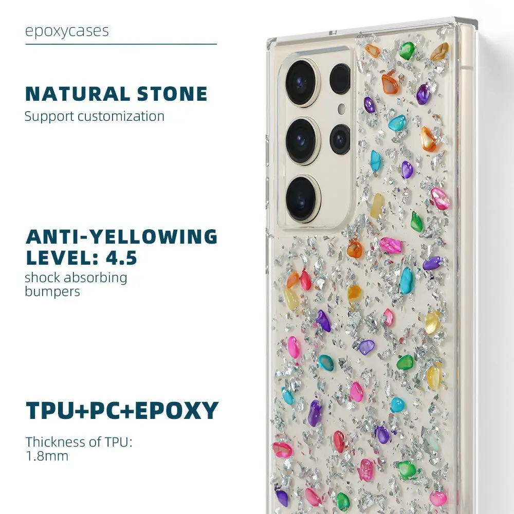 1.5M Anti Shock Colorful Gemstone Stone Massage Feeling Android Mobile Phone Case for Samsung S24 S23 Ultra-1 5
